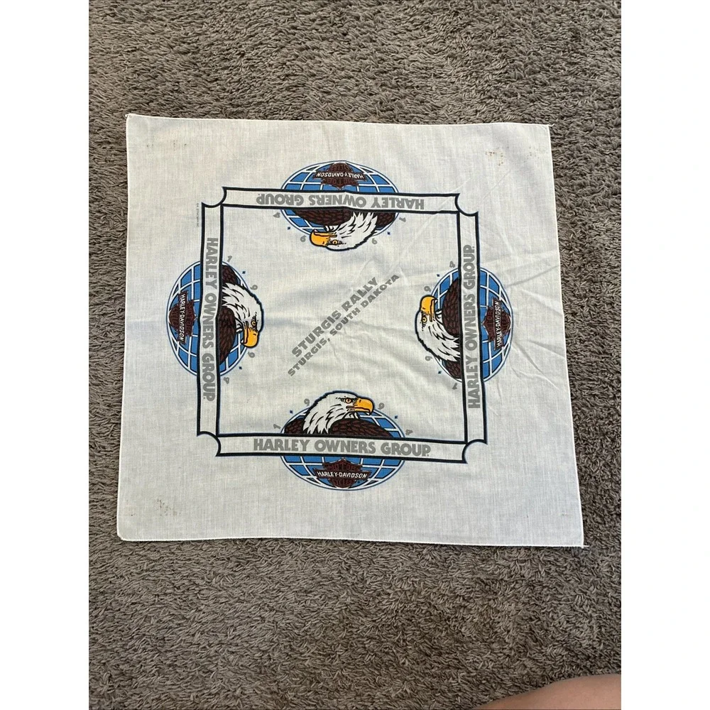 VTG 1994 White Harley Davidson TOPEKA KANSAS CENTRAL RALLY Bandana RK Stratman